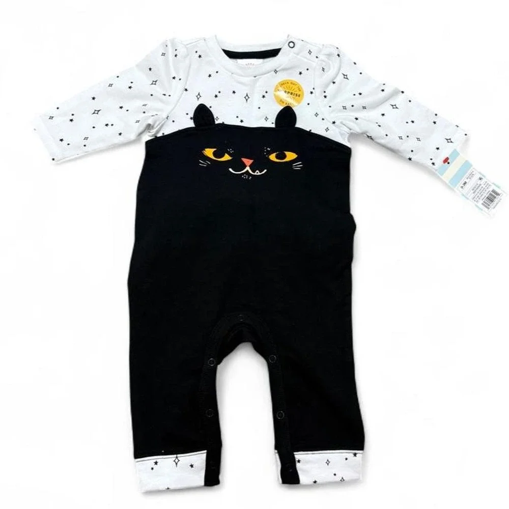 Spooky Kitty Ruffle Romper Whimsy goth Witchy Cat & Jack 0-3M Halloween Fairy